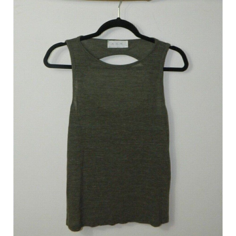 A.L.C. Tunic Tank Top Green Open Back Heather Army Green Size Medium